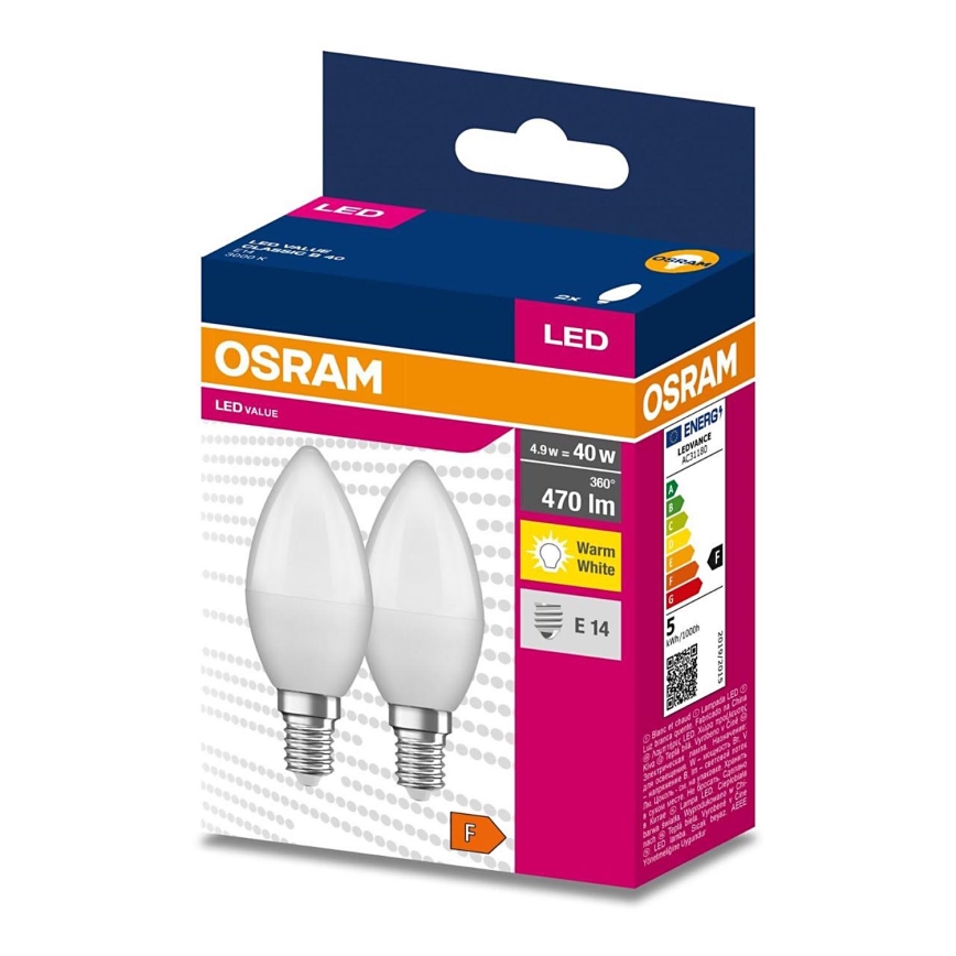 KOMPLEKT 2x LED Pirn B35 E14/4,9W/230V 3000K - Osram