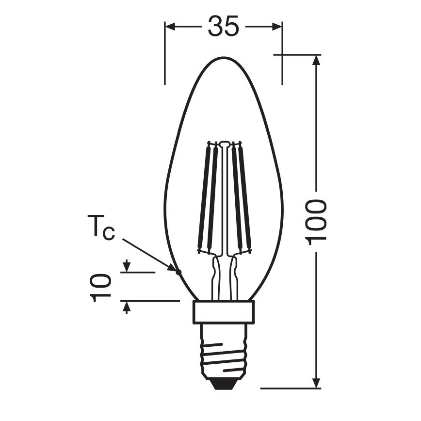 KOMPLEKT 2x LED Pirn FILAMENT B35 E14/4W/230V 4000K - Osram