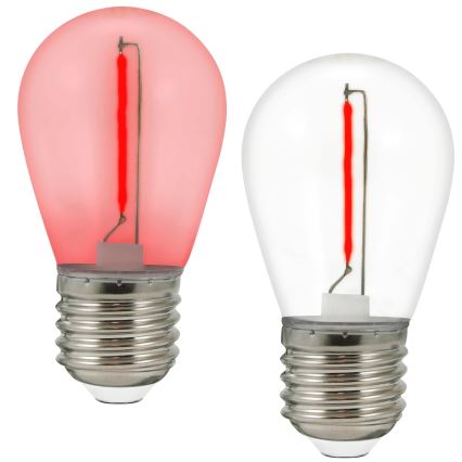 KOMPLEKT 2x LED Pirn PARTY E27/0,3W/36V punane