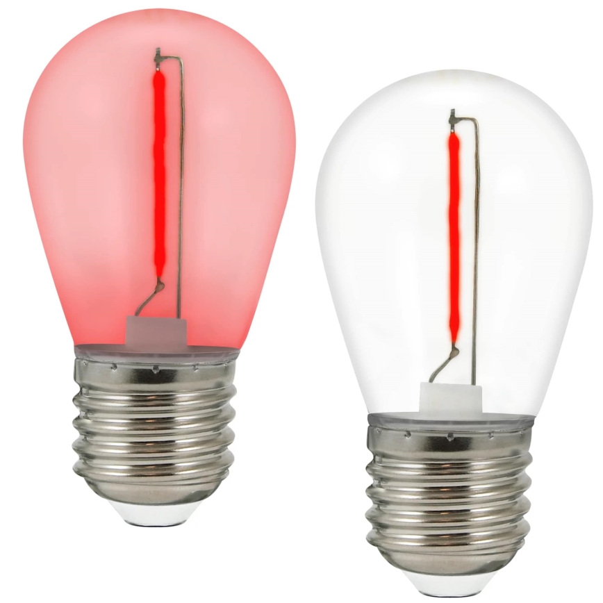 KOMPLEKT 2x LED Pirn PARTY E27/0,3W/36V punane