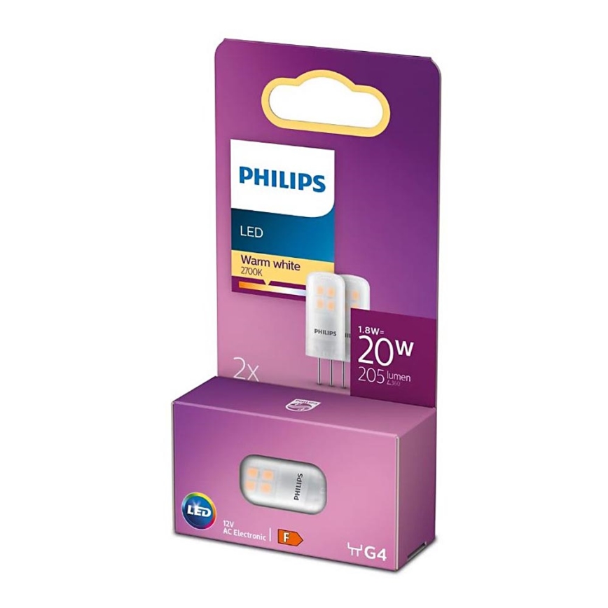 KOMPLEKT 2x LED Pirn Philips G4/1,8W/12V 2700K