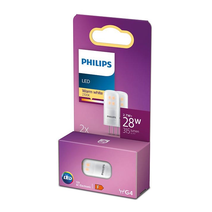 KOMPLEKT 2x LED Pirn Philips G4/2,7W/12V 2700K