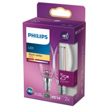 KOMPLEKT 2x LED Pirn VINTAGE Philips E14/2W/230V 2700K