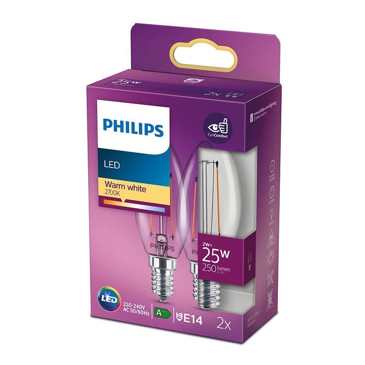 KOMPLEKT 2x LED Pirn VINTAGE Philips E14/2W/230V 2700K