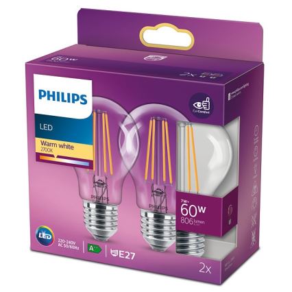 KOMPLEKT 2x LED Pirn VINTAGE Philips E27/7W/230V 2700K