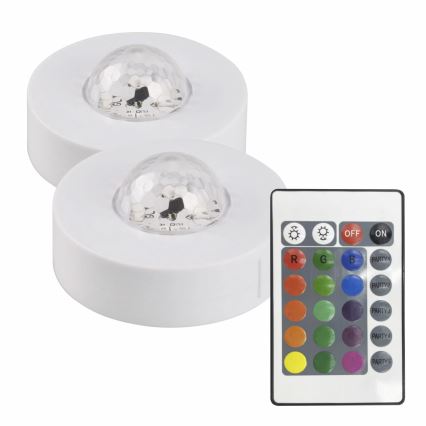 KOMPLEKT 2x LED RGB Hämardatav dekoratiivne valgusti FESTA 3xAAA/4,5V + kaugjuhtimispult