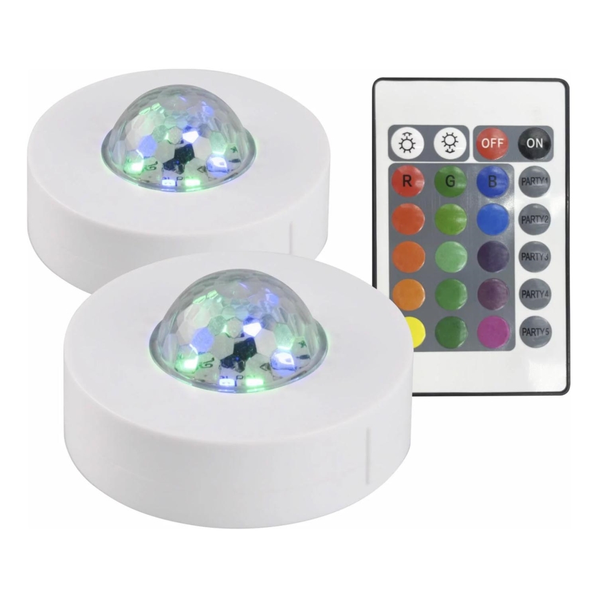 KOMPLEKT 2x LED RGB Hämardatav dekoratiivne valgusti FESTA 3xAAA/4,5V + kaugjuhtimispult