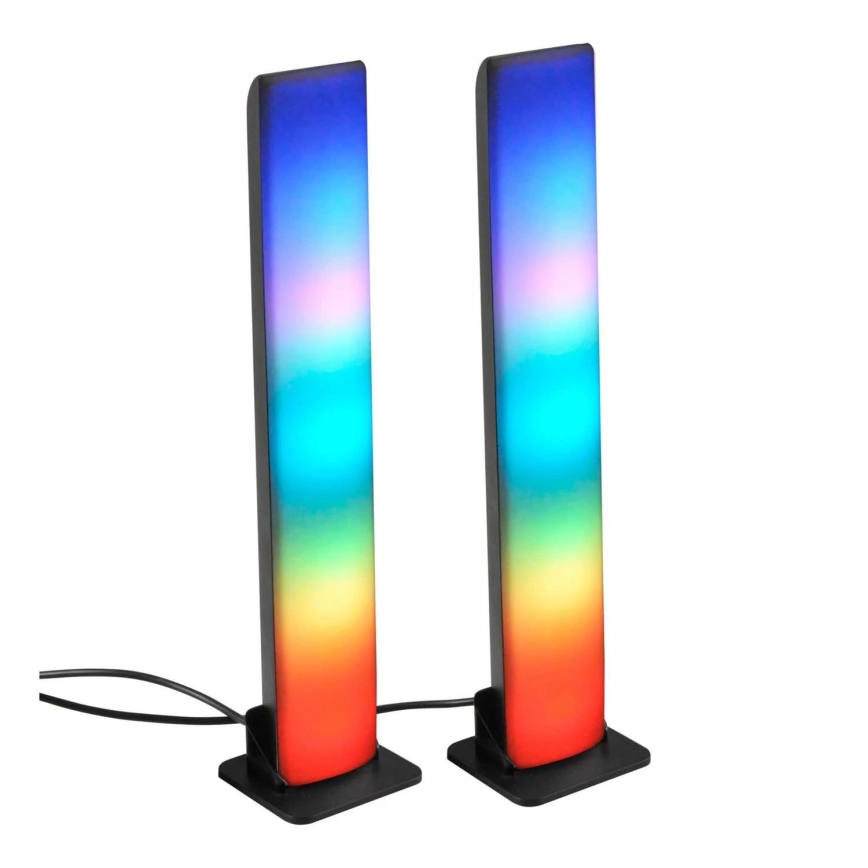 KOMPLEKT 2x LED RGB Hämardatav laualamp GAMER LED/5W/5V + kaugjuhtimispult