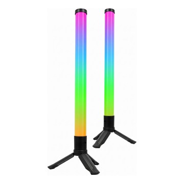 Komplekt 2x LED RGBIC hämardatav laualamp LED/5W/5V must + kaugjuhtimispult