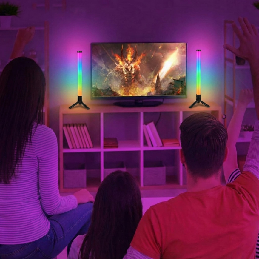 Komplekt 2x LED RGBIC hämardatav laualamp LED/5W/5V must + kaugjuhtimispult