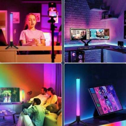 Komplekt 2x LED RGBIC hämardatav laualamp LED/5W/5V must + kaugjuhtimispult