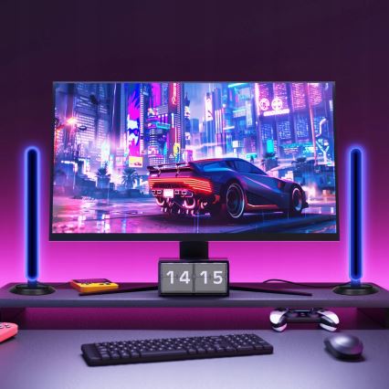 Komplekt 2x LED RGBIC hämardatav laualamp LED/5W/5V must + kaugjuhtimispult