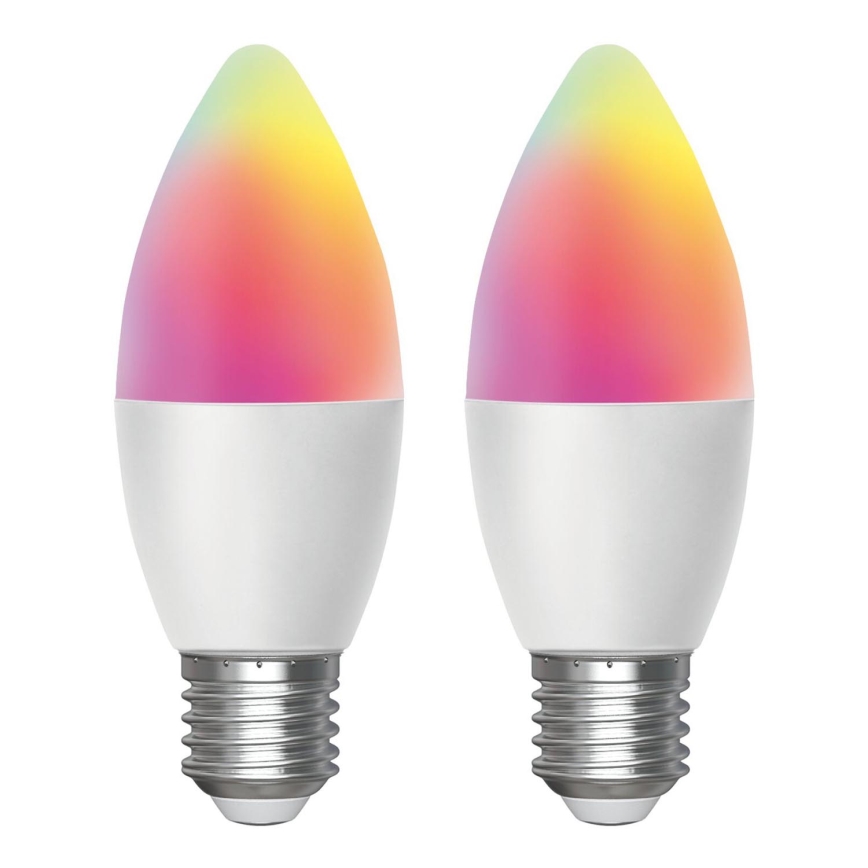 KOMPLEKT 2x LED RGBW Hämardatav pirn MESH Nutikas C37 E27/6,5W/230V 2700-6500K + kaugjuhtimispult - Aigostar