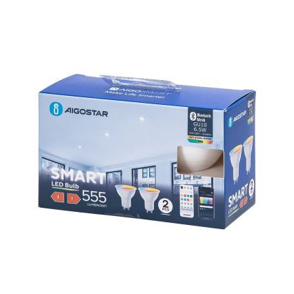 KOMPLEKT 2x LED RGBW Hämardatav pirn MESH Nutikas GU10/6,5W/230V 2700-6500K - Aigostar