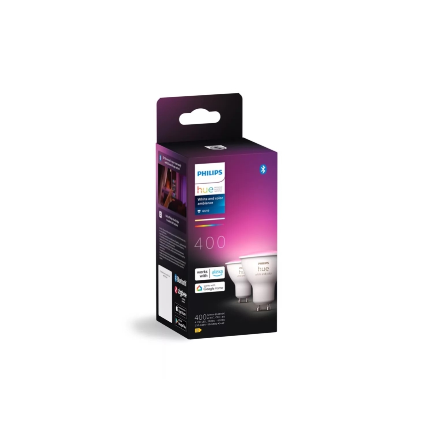 KOMPLEKT 2x LED RGBW Hämardatav pirn Philips Hue White And Color Ambiance GU10/4,2W/230V 2000-6500K