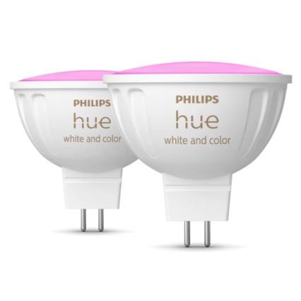 KOMPLEKT 2x LED RGBW Hämardatav pirn Philips Hue White And Color Ambiance GU5,3/MR16/6,3W/12V 2000-6500K