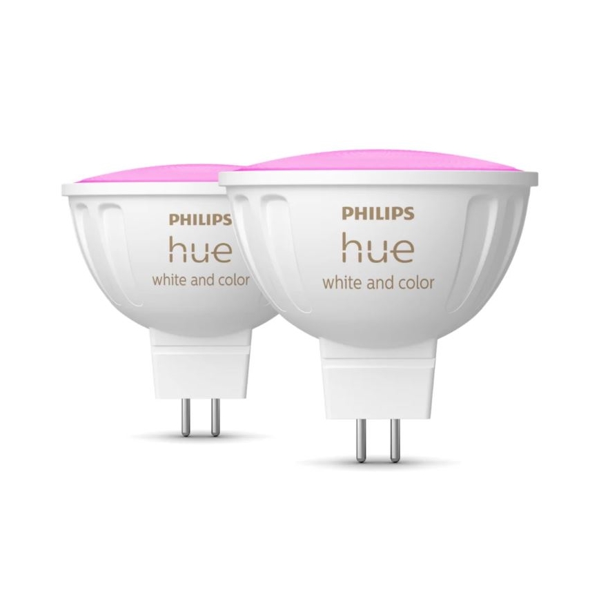 KOMPLEKT 2x LED RGBW Hämardatav pirn Philips Hue White And Color Ambiance GU5,3/MR16/6,3W/12V 2000-6500K