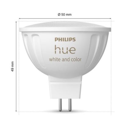 KOMPLEKT 2x LED RGBW Hämardatav pirn Philips Hue White And Color Ambiance GU5,3/MR16/6,3W/12V 2000-6500K