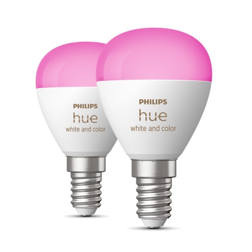 KOMPLEKT 2x LED RGBW Hämardatav pirn Philips Hue White And Color Ambiance P45 E14/5,1W/230V 2000-6500K
