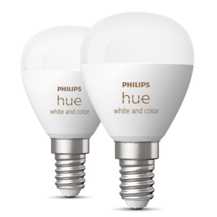 KOMPLEKT 2x LED RGBW Hämardatav pirn Philips Hue White And Color Ambiance P45 E14/5,1W/230V 2000-6500K