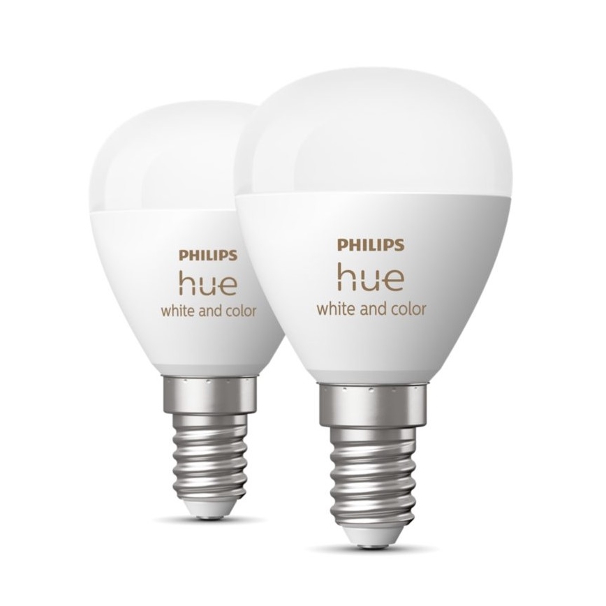 KOMPLEKT 2x LED RGBW Hämardatav pirn Philips Hue White And Color Ambiance P45 E14/5,1W/230V 2000-6500K