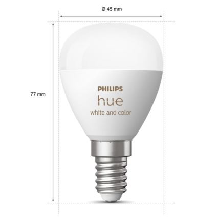 KOMPLEKT 2x LED RGBW Hämardatav pirn Philips Hue White And Color Ambiance P45 E14/5,1W/230V 2000-6500K