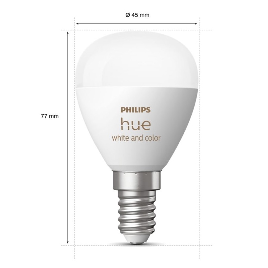 KOMPLEKT 2x LED RGBW Hämardatav pirn Philips Hue White And Color Ambiance P45 E14/5,1W/230V 2000-6500K