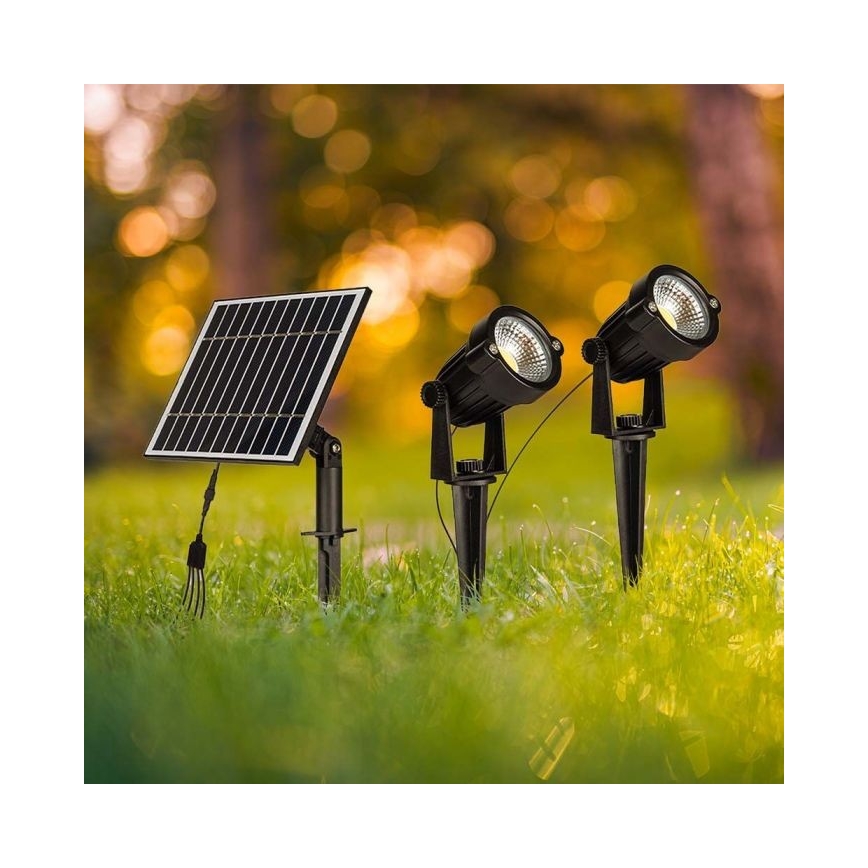 Komplekt 2x LED välisvalgustit, päikeseenergiaga, 2xLED/1,2W/3,7V IP65 3000K 4000 mAh