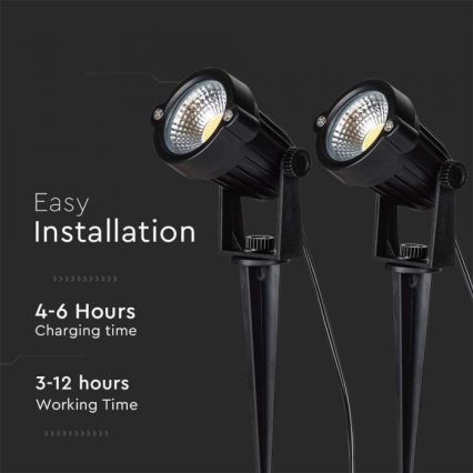 Komplekt 2x LED välisvalgustit, päikeseenergiaga, 2xLED/1,2W/3,7V IP65 3000K 4000 mAh