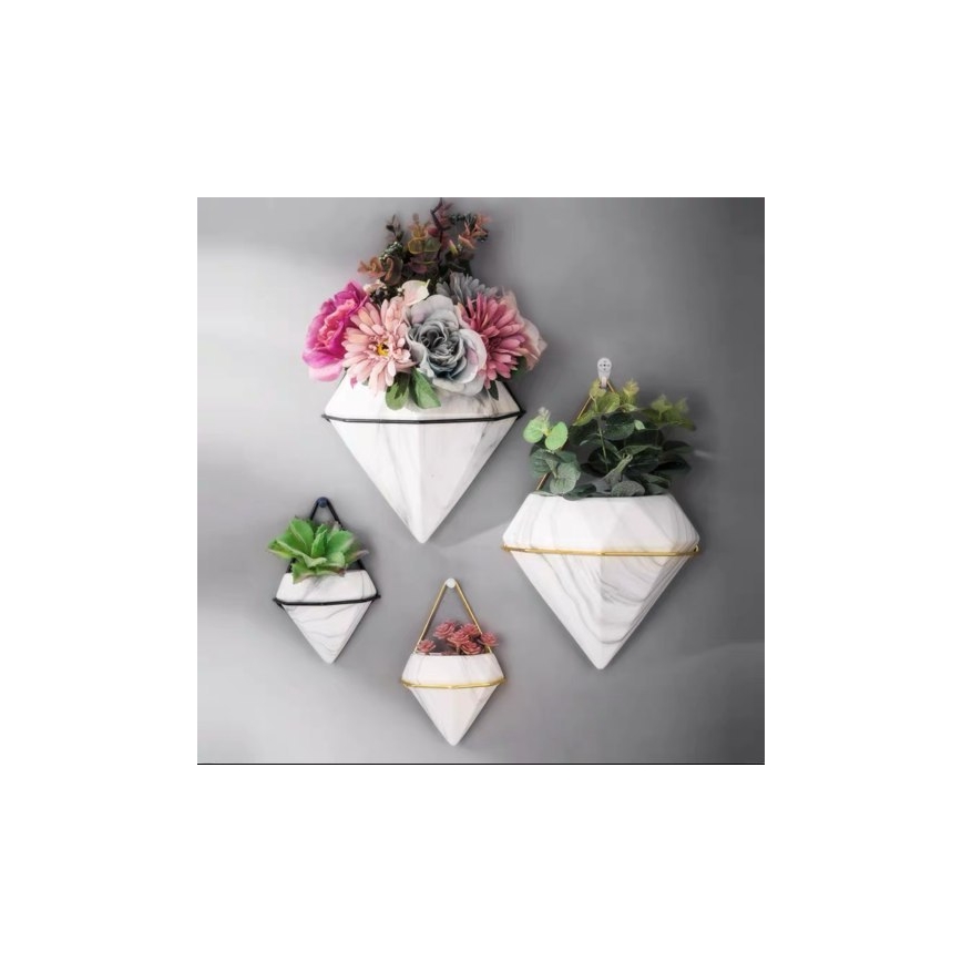 KOMPLEKT 2x Lillepott seinale SEMELA 23x20 cm kuldne