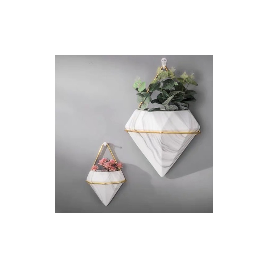 KOMPLEKT 2x Lillepott seinale SEMELA 23x20 cm kuldne