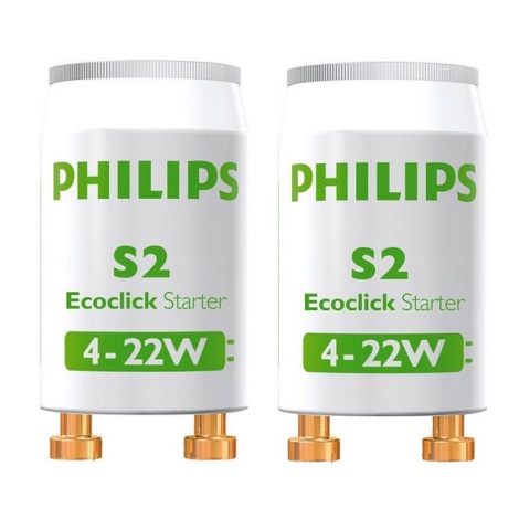KOMPLEKT 2x Luminofoorpirni starter Philips S2 4-22W