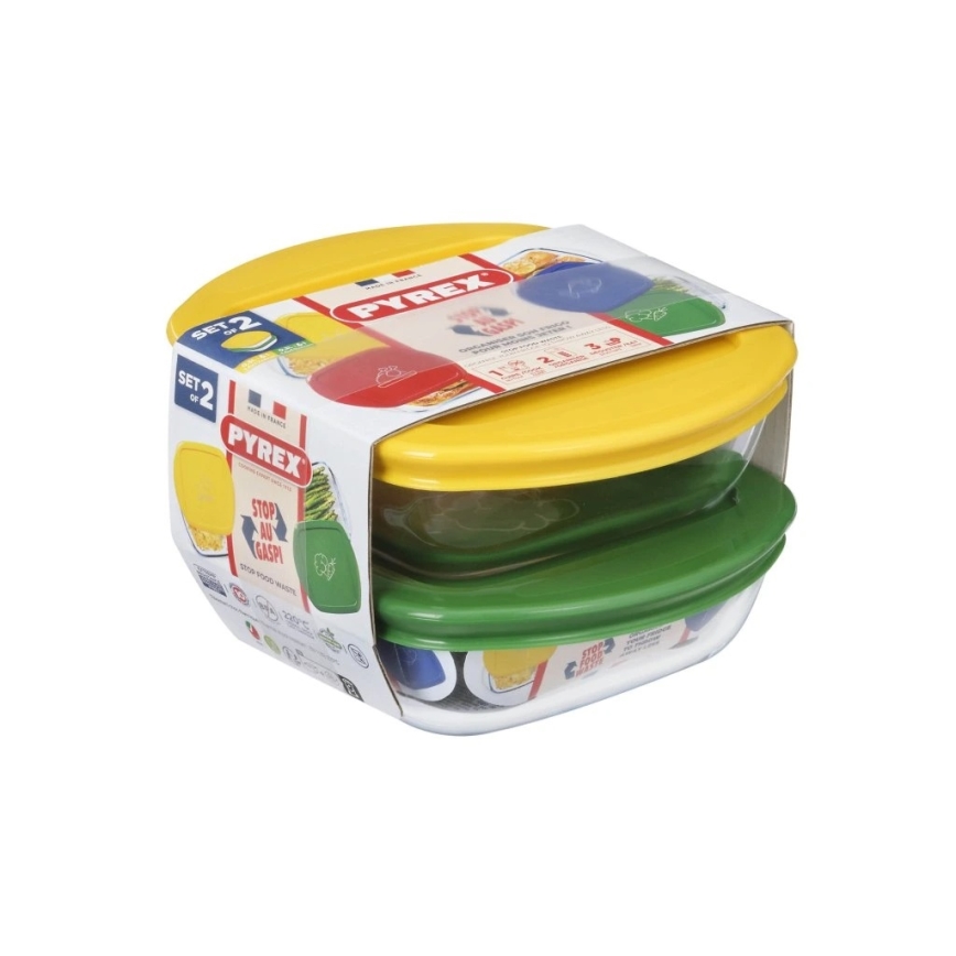 Komplekt 2x PYREX klaasist toidukarpi 0,3 l