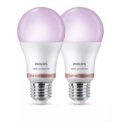 KOMPLEKT 2x RGB LED Hämardatav pirn Philips A60 E27/8W/230V Wi-Fi