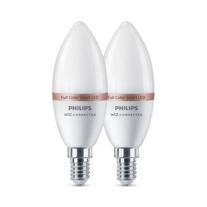 Komplekt 2x LED RGB hämardatav pirn Philips SMART C37 E14/4,9W/230V 2200-6500K CRI 90