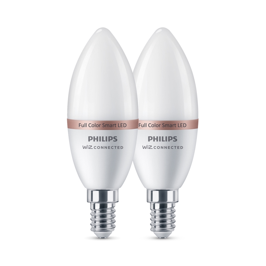 Komplekt 2x LED RGB hämardatav pirn Philips SMART C37 E14/4,9W/230V 2200-6500K CRI 90