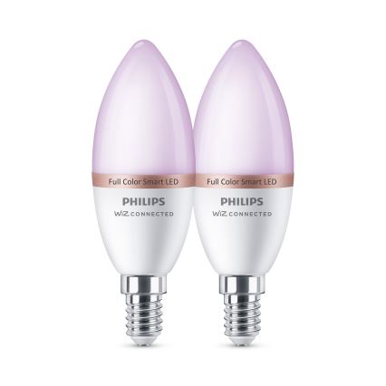 Komplekt 2x LED RGB hämardatav pirn Philips SMART C37 E14/4,9W/230V 2200-6500K CRI 90