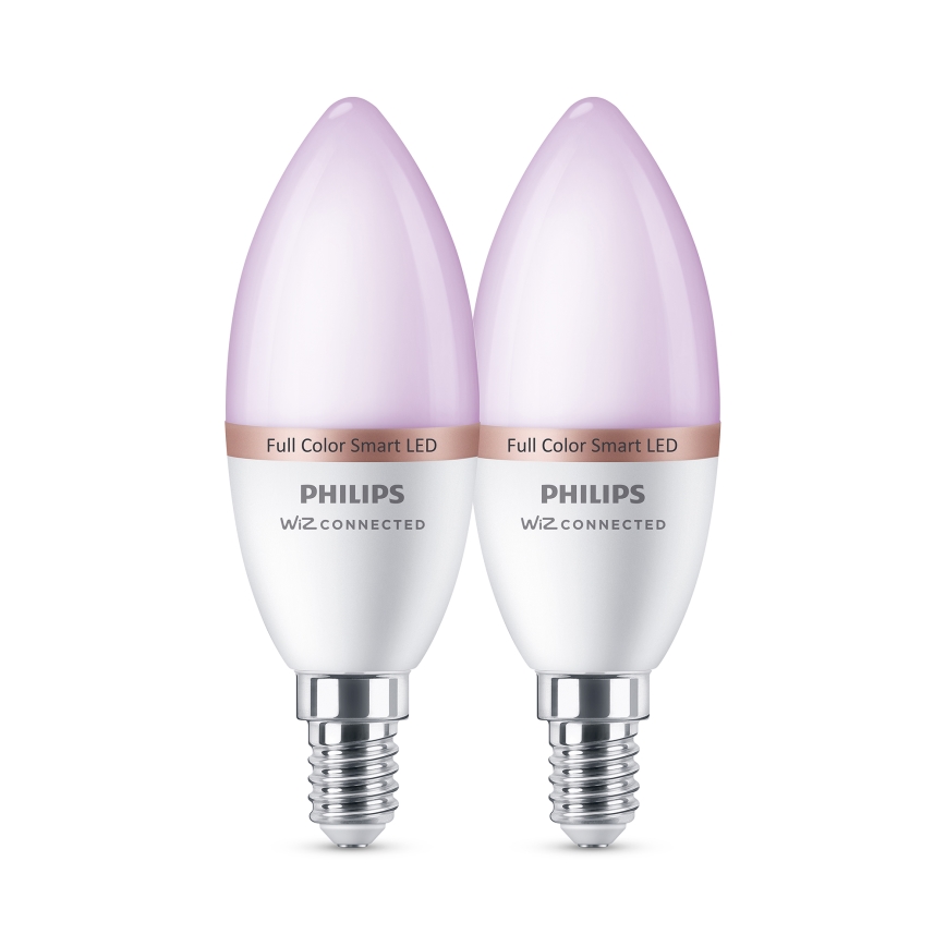 Komplekt 2x LED RGB hämardatav pirn Philips SMART C37 E14/4,9W/230V 2200-6500K CRI 90