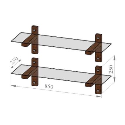 KOMPLEKT 2x Seinariiul 25x85 cm mänd/läbipaistev