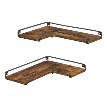 Komplekt 2x seinariiulit SHELFY 40x10x29 cm pruun/must