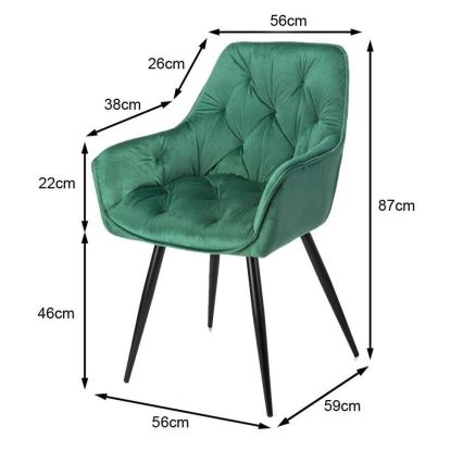 KOMPLEKT 2x Söögitool HANA roheline