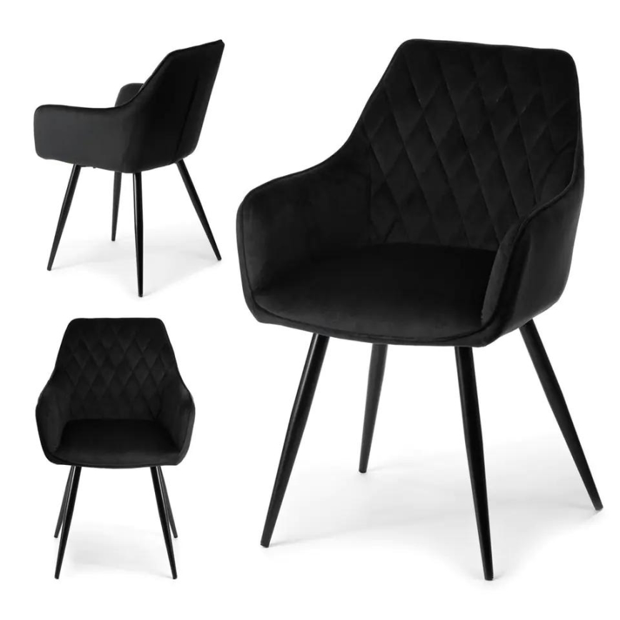 KOMPLEKT 2x Söögitool SAMETTI must