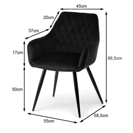 KOMPLEKT 2x Söögitool SAMETTI must