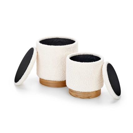 KOMPLEKT 2x Taburett CANCUN d. 31/38 cm valge/pruun