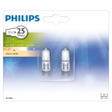 KOMPLEKT 2x Tööstuslik pirn Philips ECOHALO G9/18W/230V 2800K