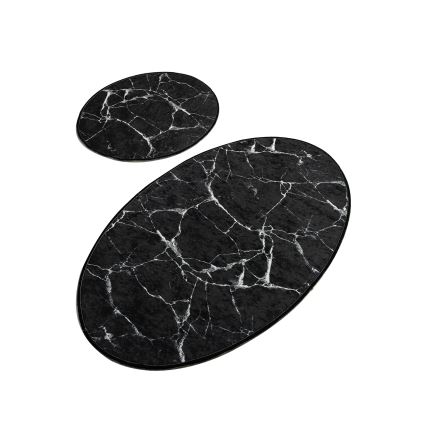 KOMPLEKT 2x Vannitoamatt MARBLE 50x60/60x100 cm must