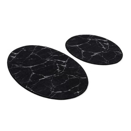 KOMPLEKT 2x Vannitoamatt MARBLE 50x60/60x100 cm must
