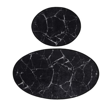 KOMPLEKT 2x Vannitoamatt MARBLE 50x60/60x100 cm must