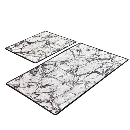 KOMPLEKT 2x Vannitoamatt MARBLE 60/100 cm valge/must