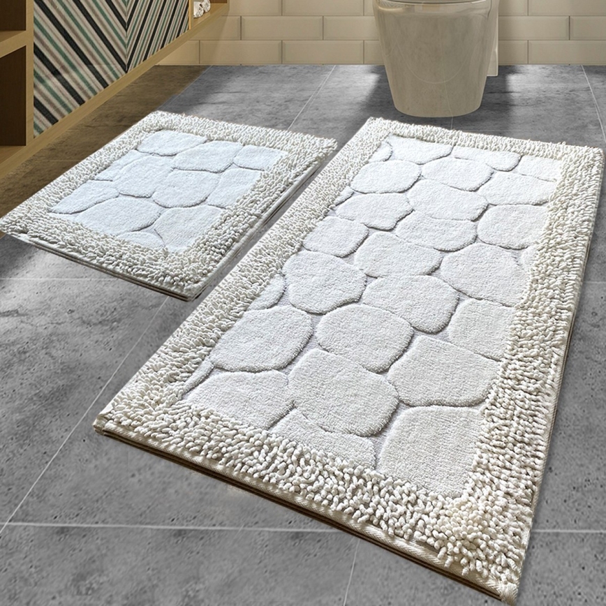 KOMPLEKT 2x Vannitoamatt STONE 60/100 cm valge